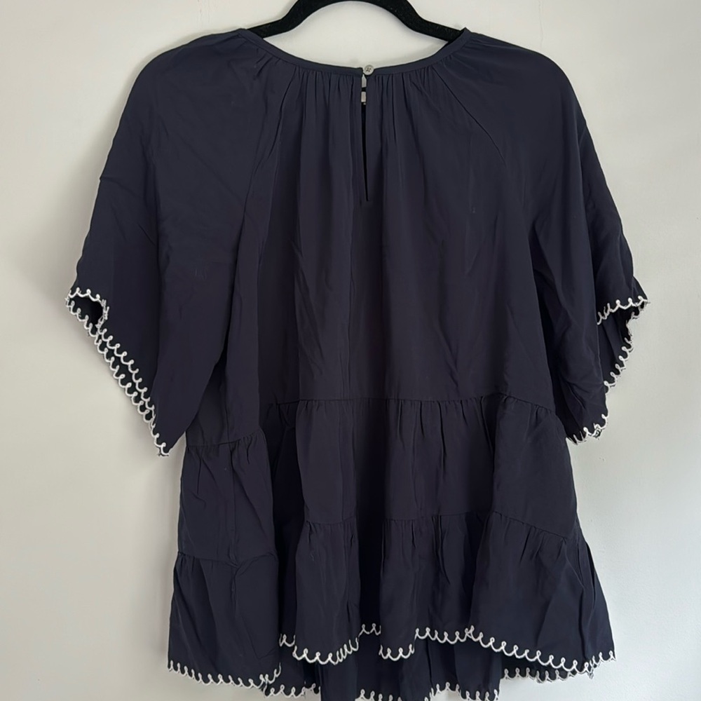 Loft Short Sleeve Blue Blouse
